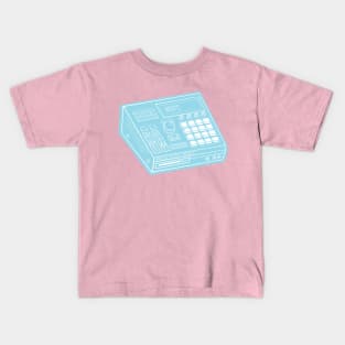 Beat Maker (White Lines + Picton Blue Drop Shadow) Analog / Music Kids T-Shirt